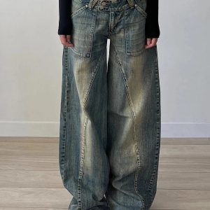 Vintage Washed Baggy Jeans for Y2K Aesthetic and Grunge Style Outfits