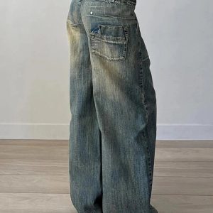 Vintage Washed Baggy Jeans for Y2K Aesthetic and Grunge Style Outfits