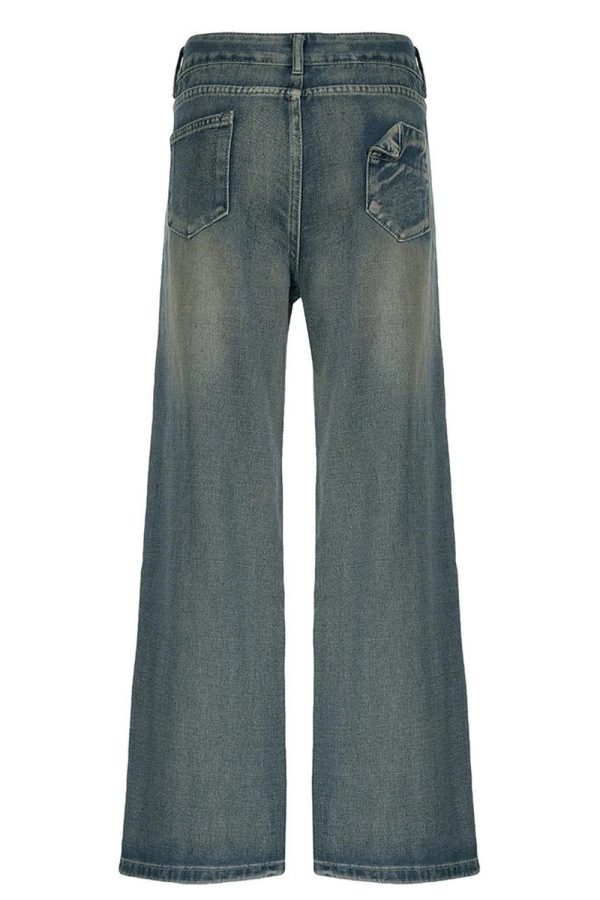 Vintage Washed Baggy Jeans for Y2K Aesthetic and Grunge Style Outfits