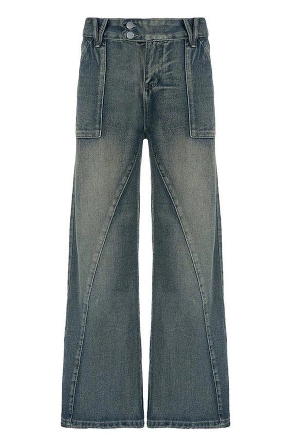 Vintage Washed Baggy Jeans for Y2K Aesthetic and Grunge Style Outfits