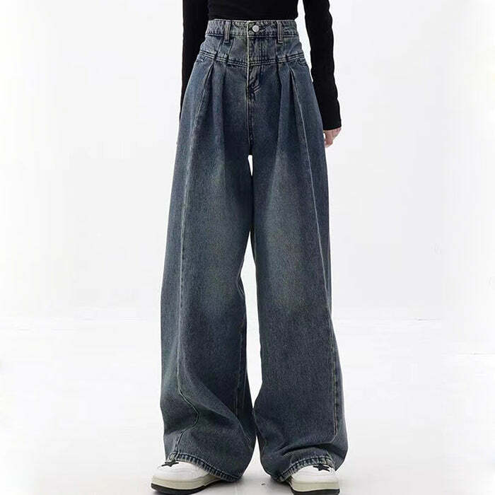 Vintage Wide Leg Jeans for Y2K Aesthetic and Grunge Style Outfits