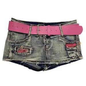 Vintage Y2K Denim Mini Shorts for Trendy Y2K Aesthetic Outfits