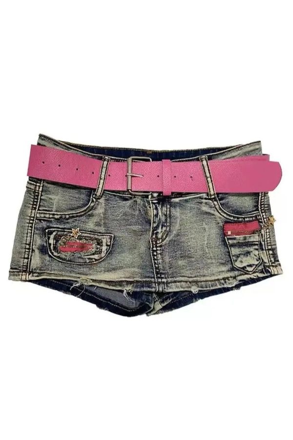 Vintage Y2K Denim Mini Shorts for Trendy Y2K Aesthetic Outfits