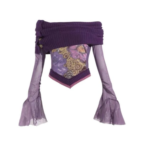 Violet Witch Y2K Velvet Top - Embrace Coquette Aesthetic & Grunge Style