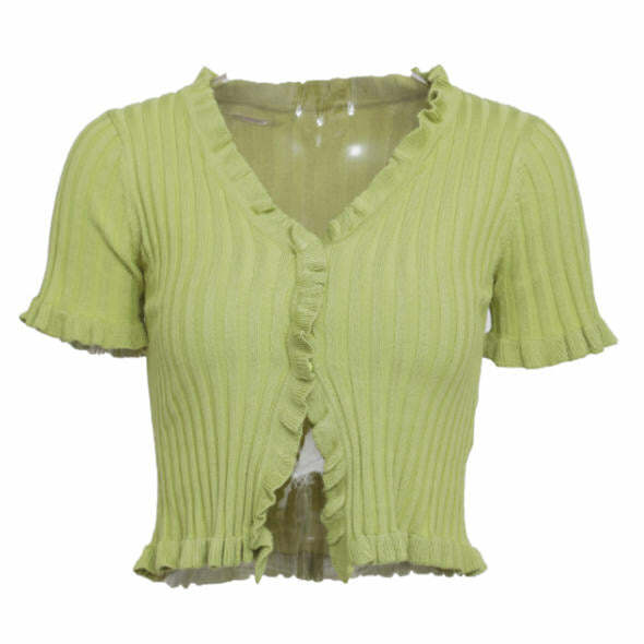 Vivian Ribbed Top - Y2K Aesthetic Cute Top for Coquette Style Outfits