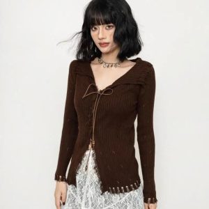 Wanderer Knit Top - Y2K Aesthetic Cute Top for Cozy Fall Outfits