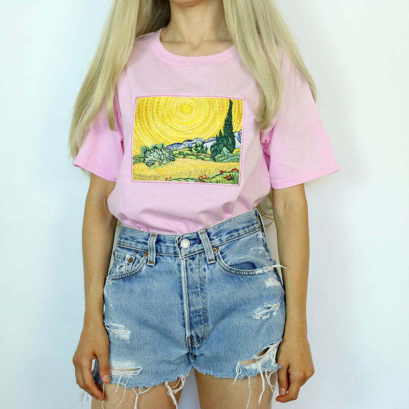 Wheat Field with Cypresses Tee - Y2K Aesthetic Cute Top for Fall