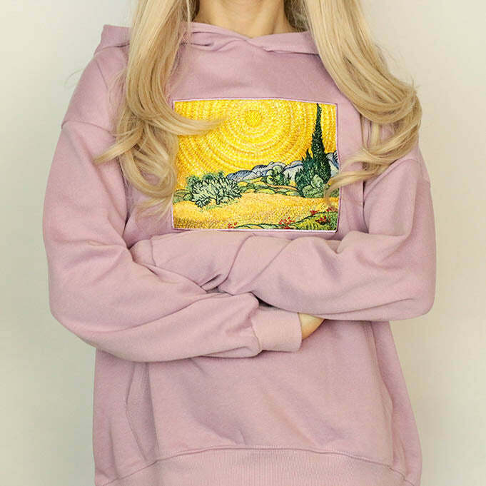 Wheat Field with Cypresses Y2K Hoodie - Cozy Aesthetic for Fall Vibes