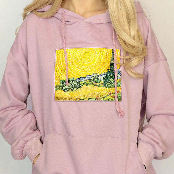 Wheat Field with Cypresses Y2K Hoodie - Cozy Aesthetic for Fall Vibes