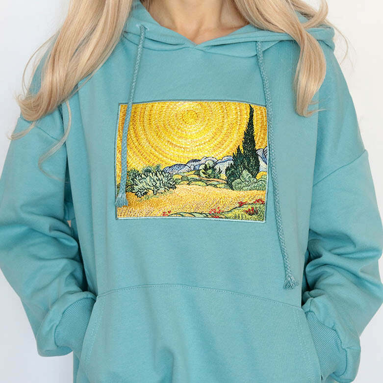 Wheat Field with Cypresses Y2K Hoodie - Cozy Aesthetic Top for Fall