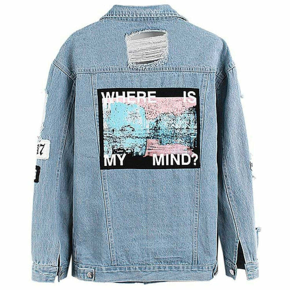 Where Is My Mind? Y2K Denim Jacket for Grunge and Coquette Aesthetic