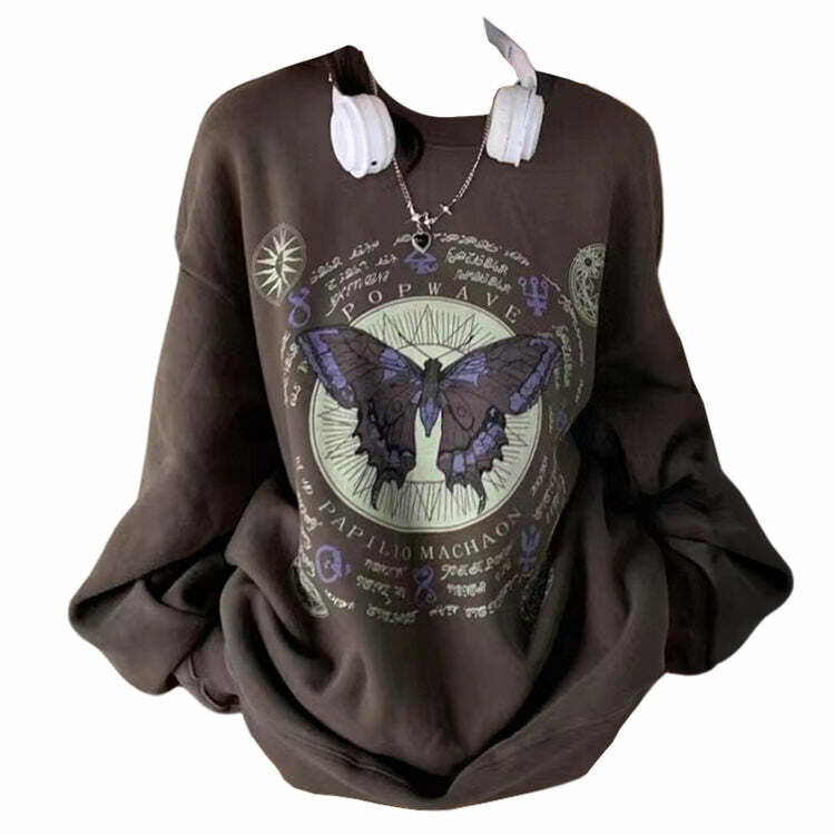 Witchy Butterfly Y2K Hoodie - Cute Pastel Goth Aesthetic Sweatshirt