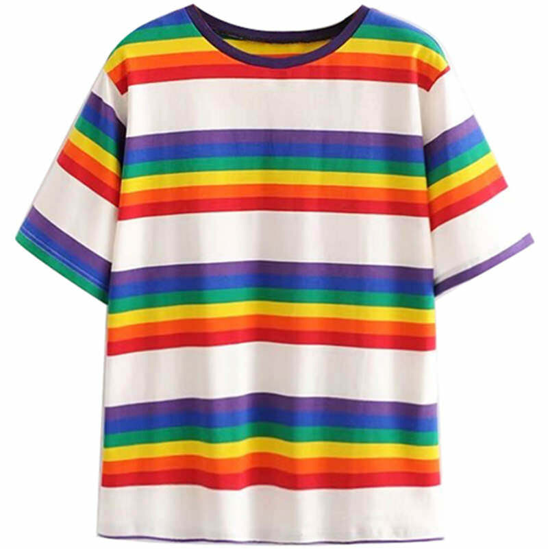 Y2K Aesthetic 90s Kids Rainbow Graphic Tee - Cute Retro Top