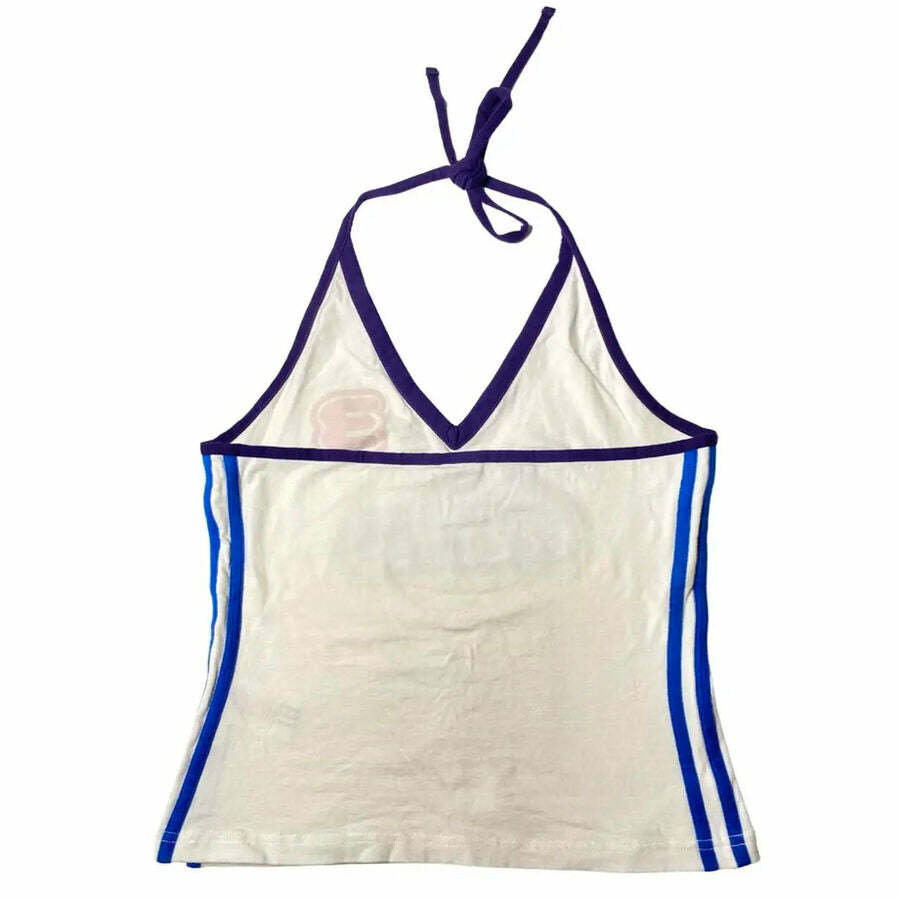 Y2K Aesthetic 90s Style France Halter Top for Trendy Outfits