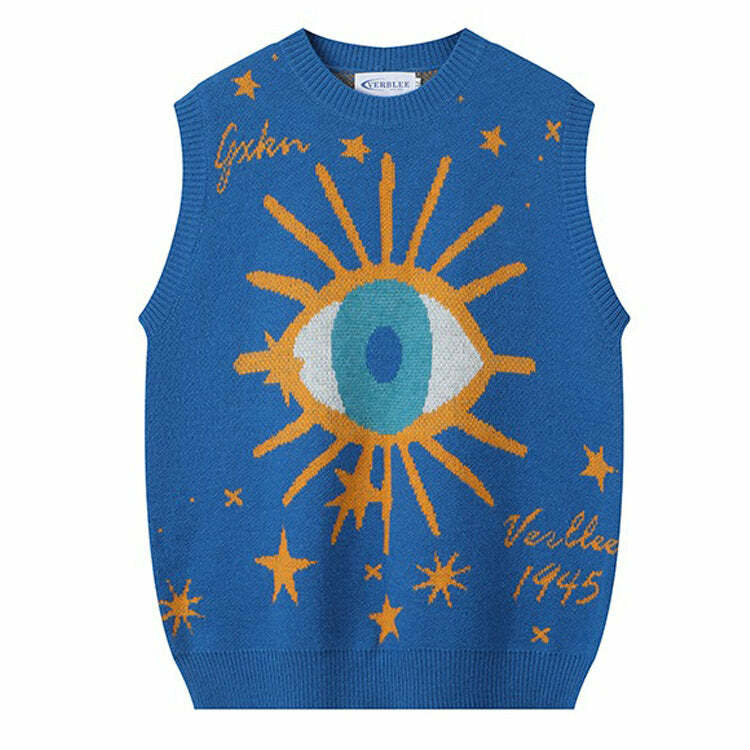 Y2K Aesthetic All-Seeing Eye & Stars Vest for Trendy Outfits