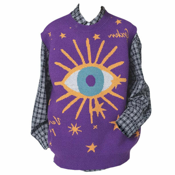 Y2K Aesthetic All-Seeing Eye & Stars Vest for Trendy Outfits