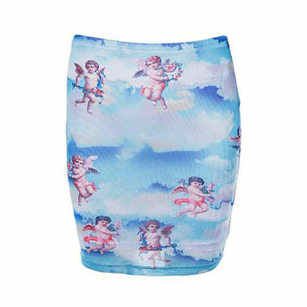 Y2K Aesthetic Angel Mini Skirt - Cute Pastel Goth & Grunge Style