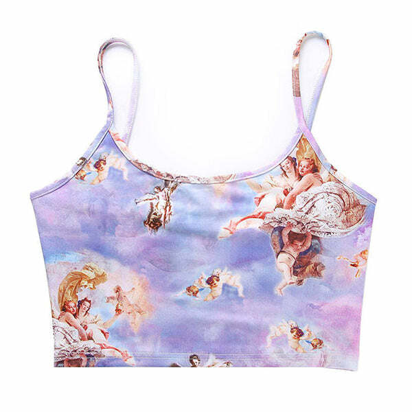 Y2K Aesthetic Angel Tank Top - Cute Pastel Goth Style for Trendy Looks