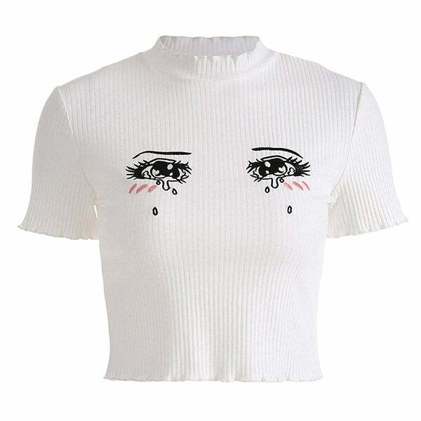 Y2K Aesthetic Anime Crybaby Tee - Cute Grunge Style Top for Trendsetters