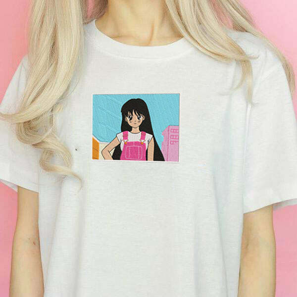 Y2K Aesthetic Anime Embroidered T-Shirt for Cute and Comfy Outfits