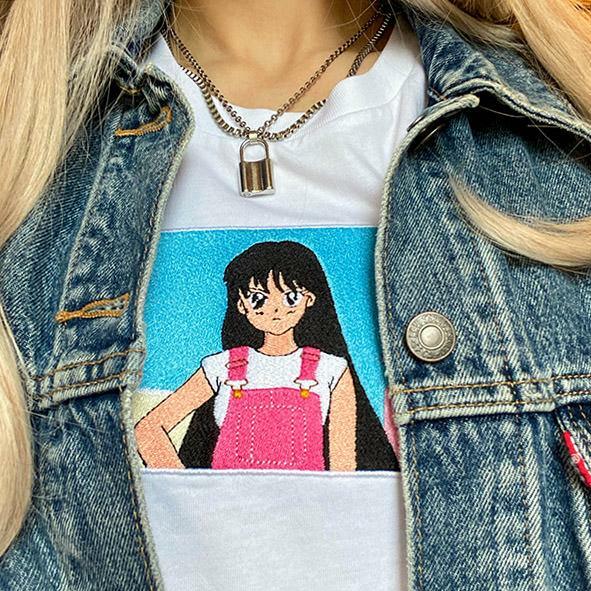 Y2K Aesthetic Anime Embroidered T-Shirt for Cute and Comfy Outfits