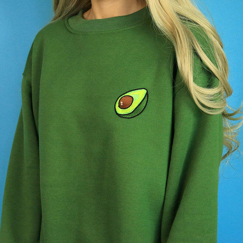 Y2K Aesthetic Antisocial Avocado Sweatshirt for Comfy Grunge Style