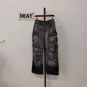 Y2K Aesthetic Ash Storm Cargo Jeans for Trendy Grunge Style