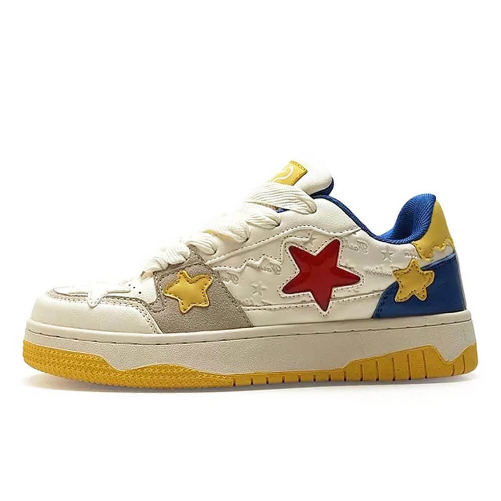 Y2K Aesthetic Blue & Yellow Star Sneakers for Trendy Outfits