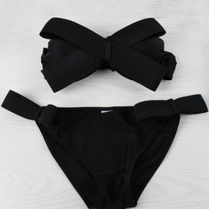 Y2K Aesthetic Bow Bandeau Bikini Set for Cute Summer Vibes