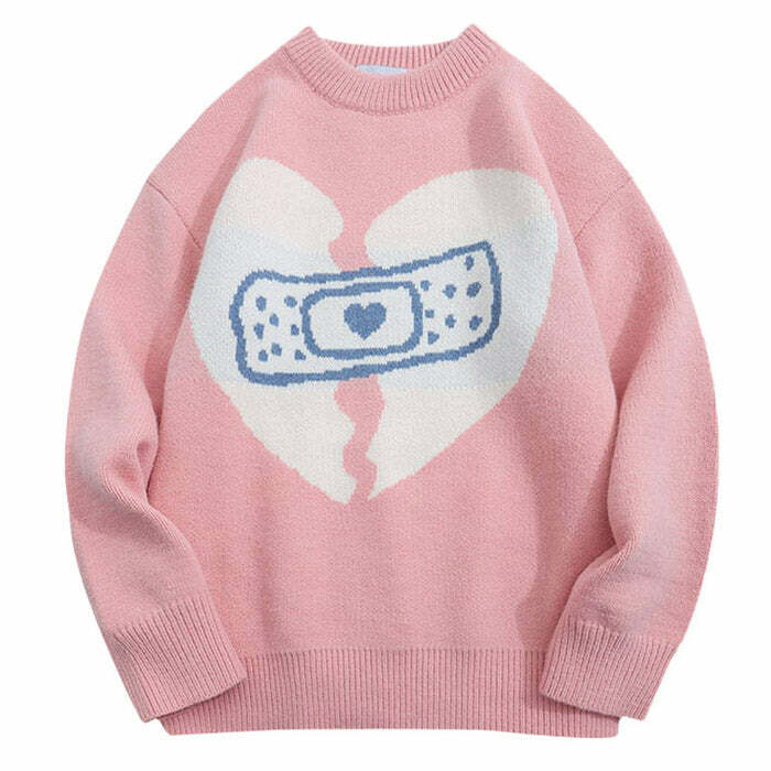 Y2K Aesthetic Broken Heart Sweater - Cute Comfy Hoodie for Fall