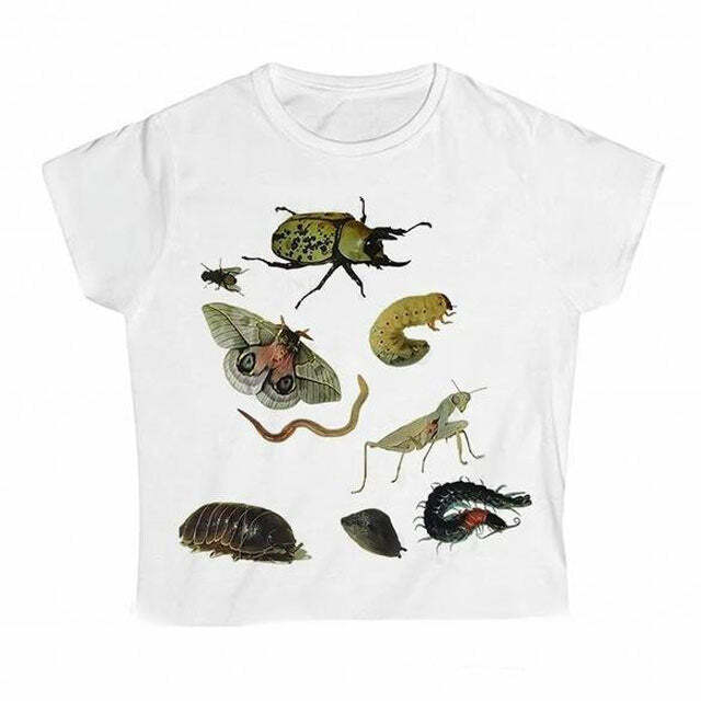 Y2K Aesthetic Bug Print T-Shirt for Cute and Comfy Outfits