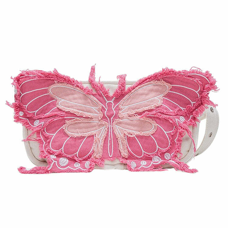 Y2K Aesthetic Butterfly Denim Handbag for Cute Outfits & Coquette Style