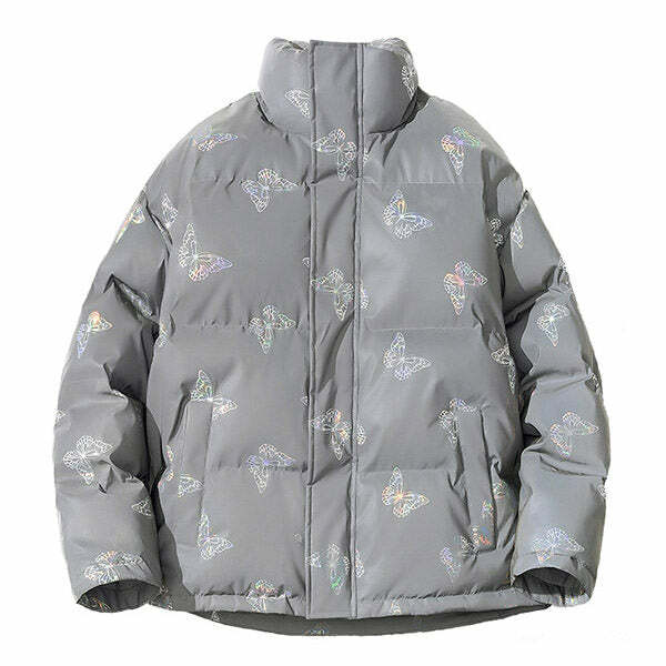 Y2K Aesthetic Butterfly Reflective Jacket for Trendy Outfits