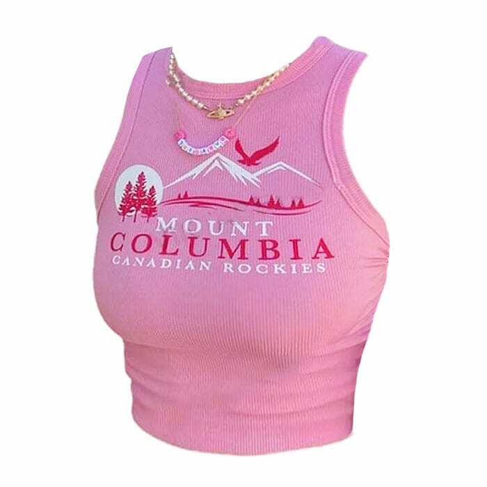 Y2K Aesthetic Columbia Tank Top - Cute & Comfy for Grunge Style Lovers