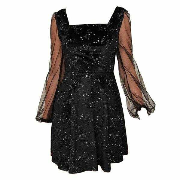 Y2K Aesthetic Constellation Dress - Cute Pastel Goth Style for Every Occasion