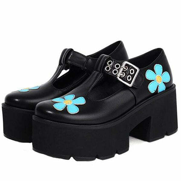 Y2K Aesthetic Daisy Platform Sandals for Cute Coquette Outfits