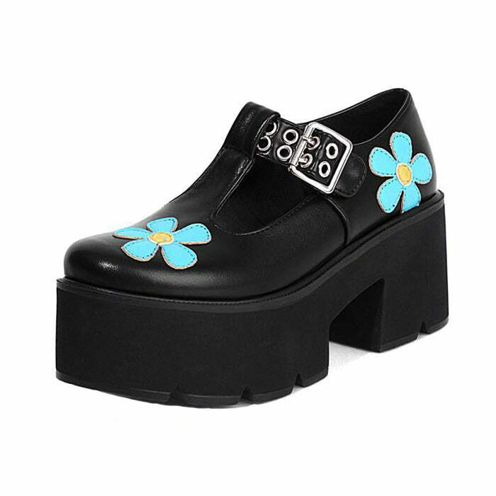 Y2K Aesthetic Daisy Platform Sandals for Cute Coquette Outfits