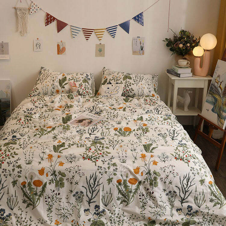 Y2K Aesthetic Dandelion Bedding Set for Cozy, Cute Room Decor