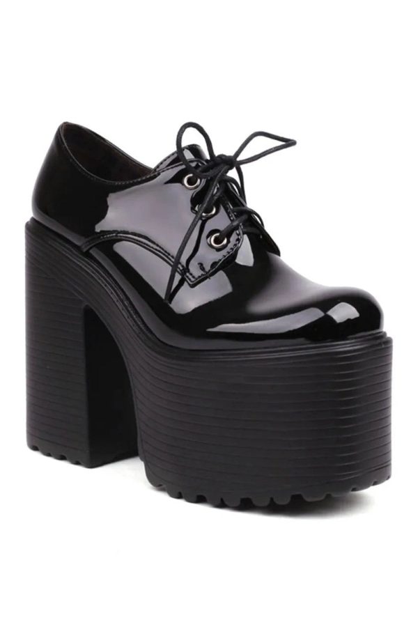 Y2K Aesthetic Darkwave Chunky Lace-Up Boots for Grunge Style Lovers