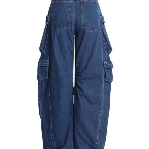 Y2K Aesthetic Deep Sea Cargo Denim Pants for Trendy Outfits