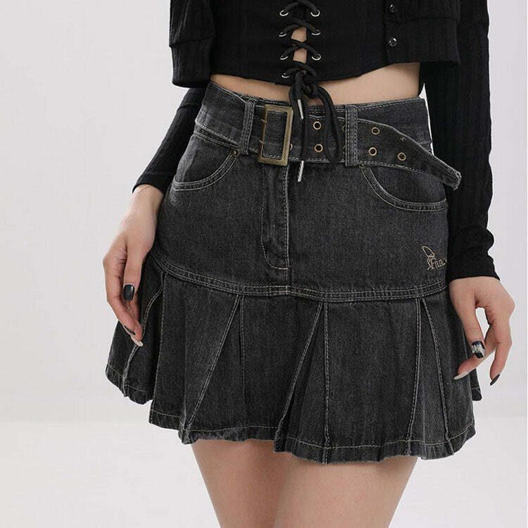 Y2K Aesthetic Denim Skirt with Fairycore Vibes for Trendy Outfits