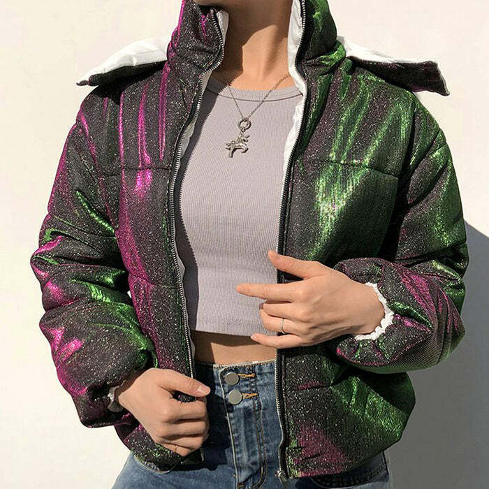 Y2K Aesthetic Disco Dynasty Puffer Jacket for Trendy Fashion Lovers