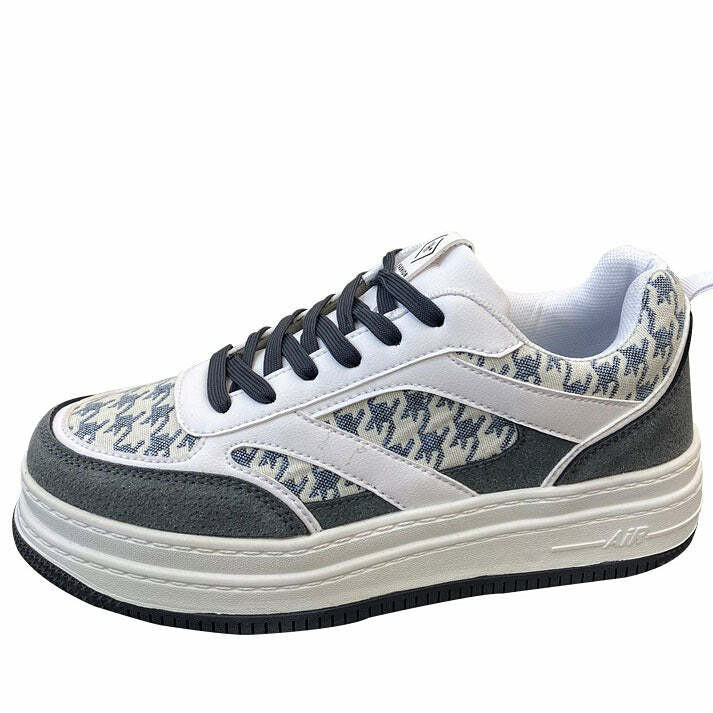 Y2K Aesthetic Dogtooth Check Sneakers for Trendy Outfits