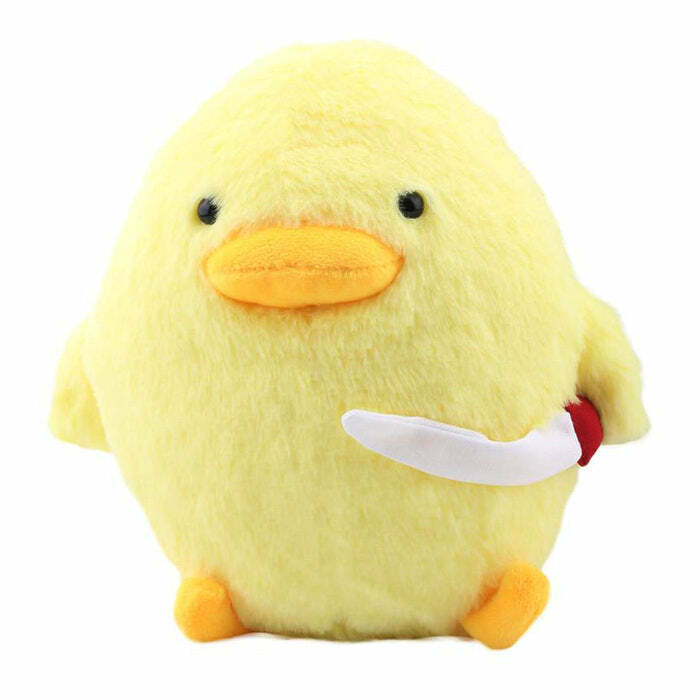 Y2K Aesthetic Duck With a Knife Plush Toy - Cute & Quirky Collectible