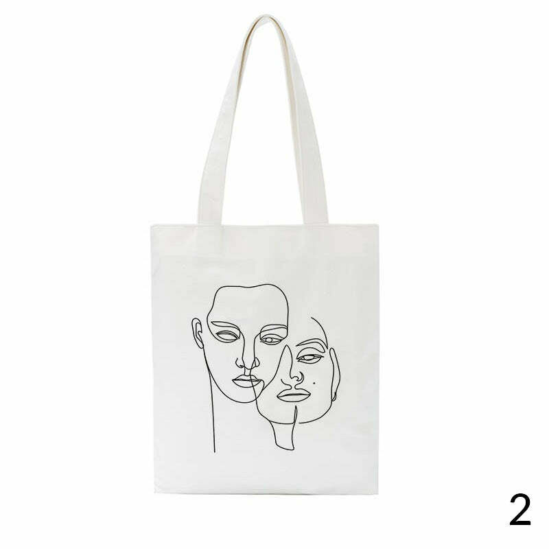 Y2K Aesthetic Face Outline Shoulder Bag - Trendy Coquette Style Accessory