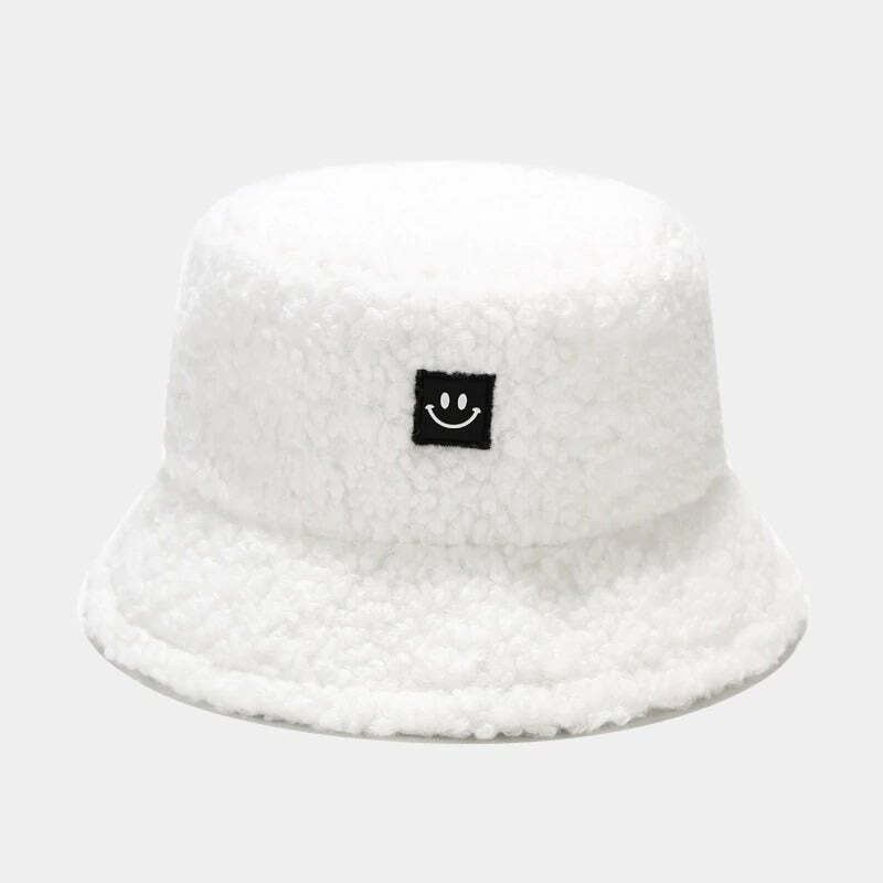 Y2K Aesthetic Fake Smile Bucket Hat for Trendy Coquette Style