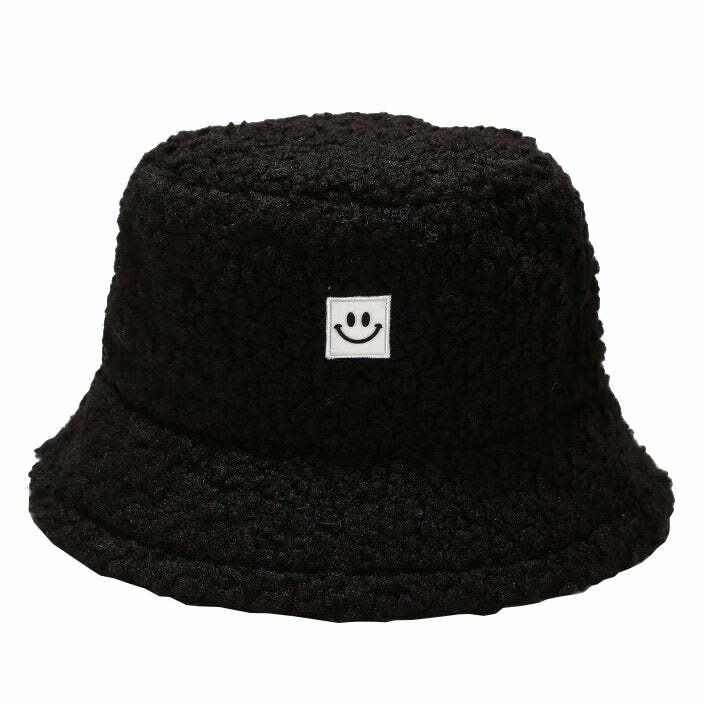 Y2K Aesthetic Fake Smile Bucket Hat for Trendy Coquette Style