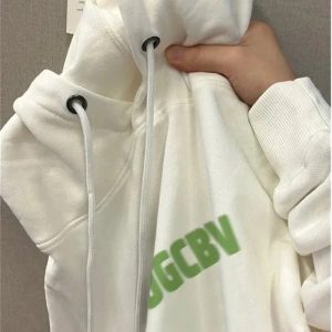 Y2K Aesthetic Fall Minimalist Block Letter Hoodie for Cozy Style