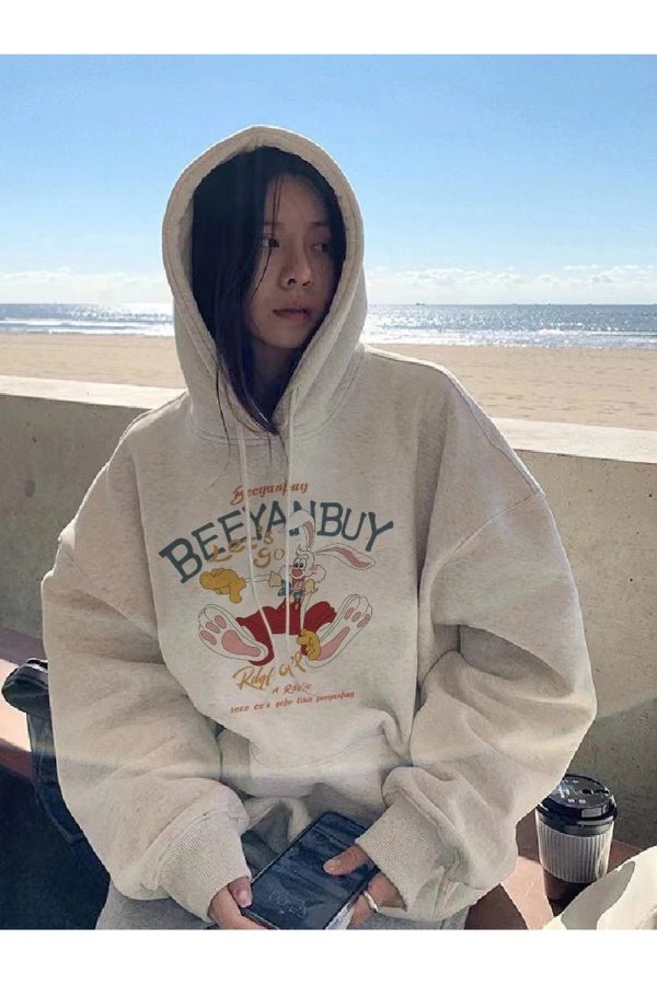 Y2K Aesthetic Fall Retro Cartoon Graphic Hoodie for Cozy Style