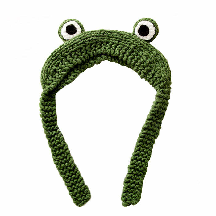 Y2K Aesthetic Frog Crochet Hat - Cute & Comfy for Unique Outfits